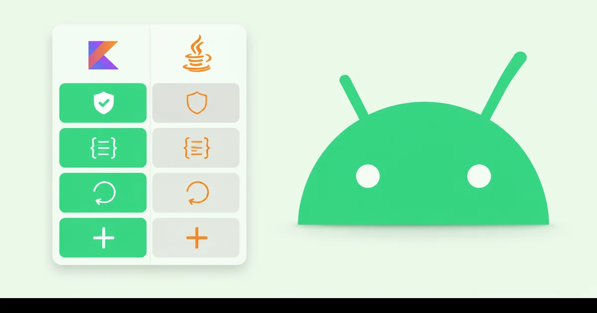 Kotlin ve Java dil özellikleri karşılaştırma diyagramı null safety data class coroutine extension function