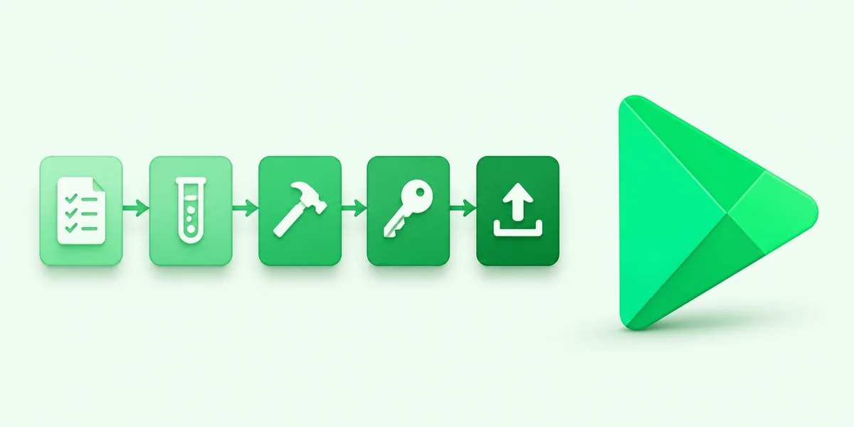 Android CI/CD pipeline aşamaları lint test build sign Play Store upload yeşil tonlu akış şeması