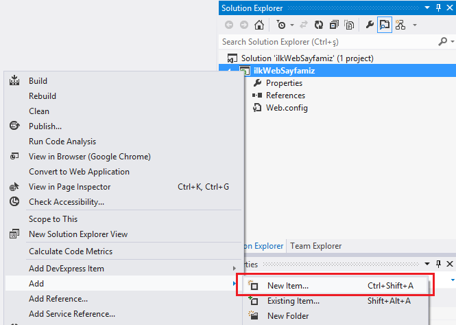  Visual Studio’da Örnek Bir Web Site Oluşturma