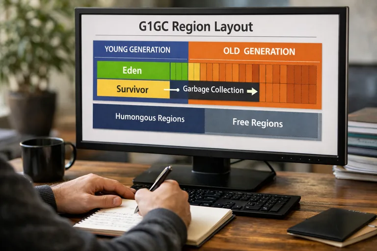 G1 region yaklaşımı ve büyük nesne etkileri G1 region yapısında young ve old bölgeler; büyük nesnelerin özel alanlarda toplanması ve duraklama etkisi gösteriliyor