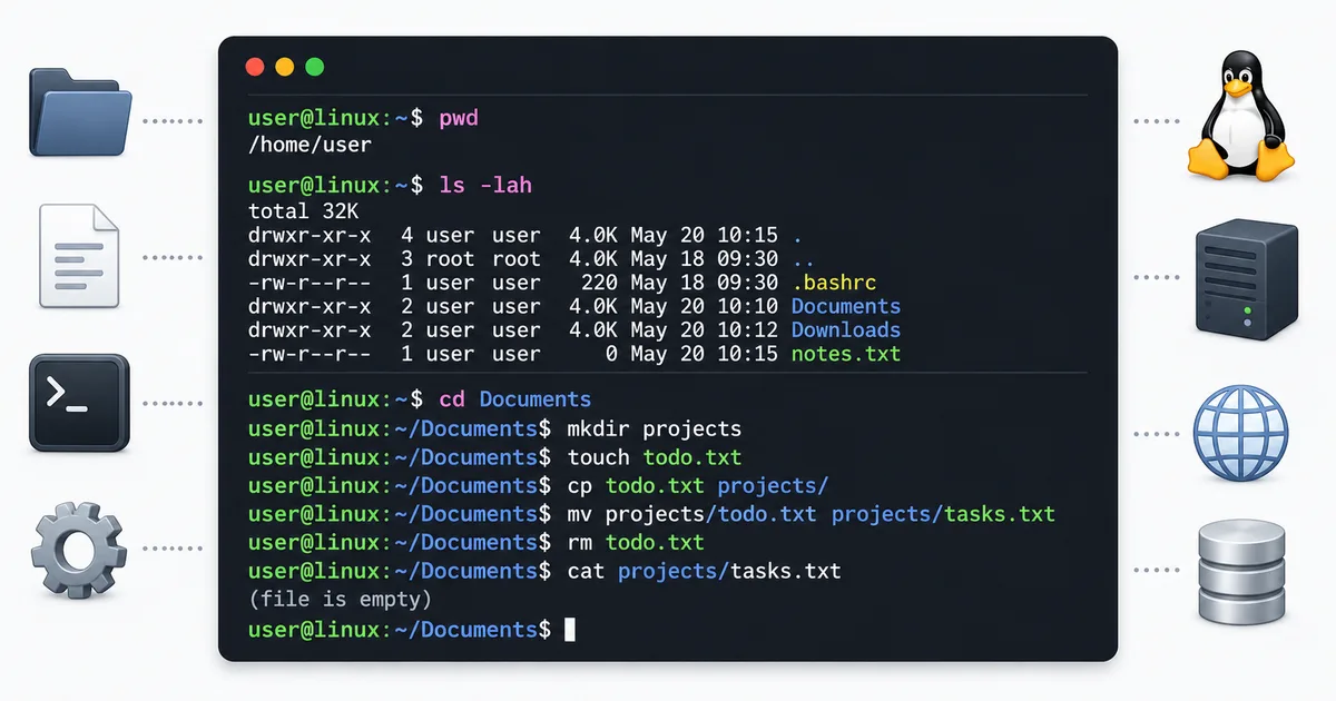 Sistem yöneticisi Linux sunucusunda terminal komutları çalıştırıyor