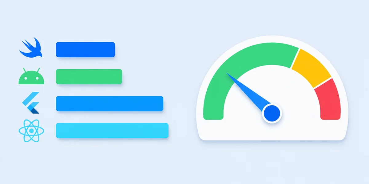 Mobil performans karşılaştırma native Flutter React Native fps soğuk açılış ve indirme boyutu kıyaslama grafiği