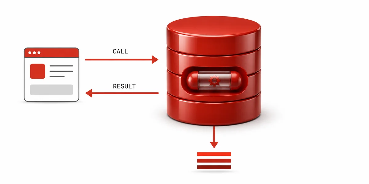 Stored procedure çağrı akışı uygulama ve veritabanı arasındaki iletişim şeması