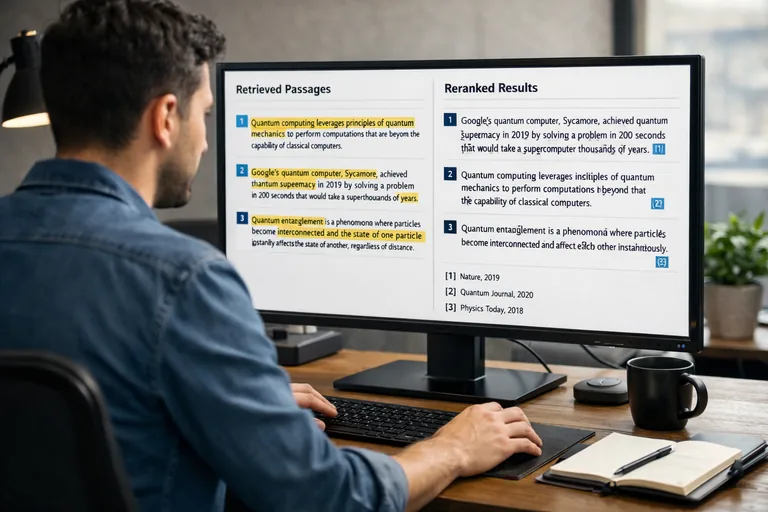 Sorgu zamanı yeniden sıralama ve kaynak atıfları örneği Kullanıcı sorusuna göre getirilen pasajların rerank edilip cevap içinde referans olarak sunulması